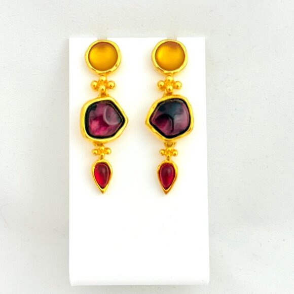 Rare Monet 1990s Post Dangle Earrings - Casbah Collection - Picture 2 of 4